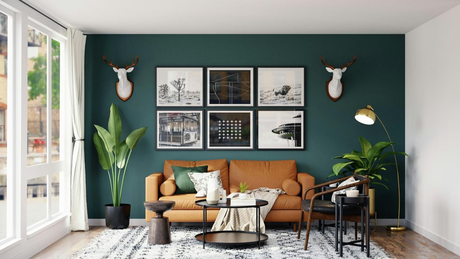 Teal feature wall