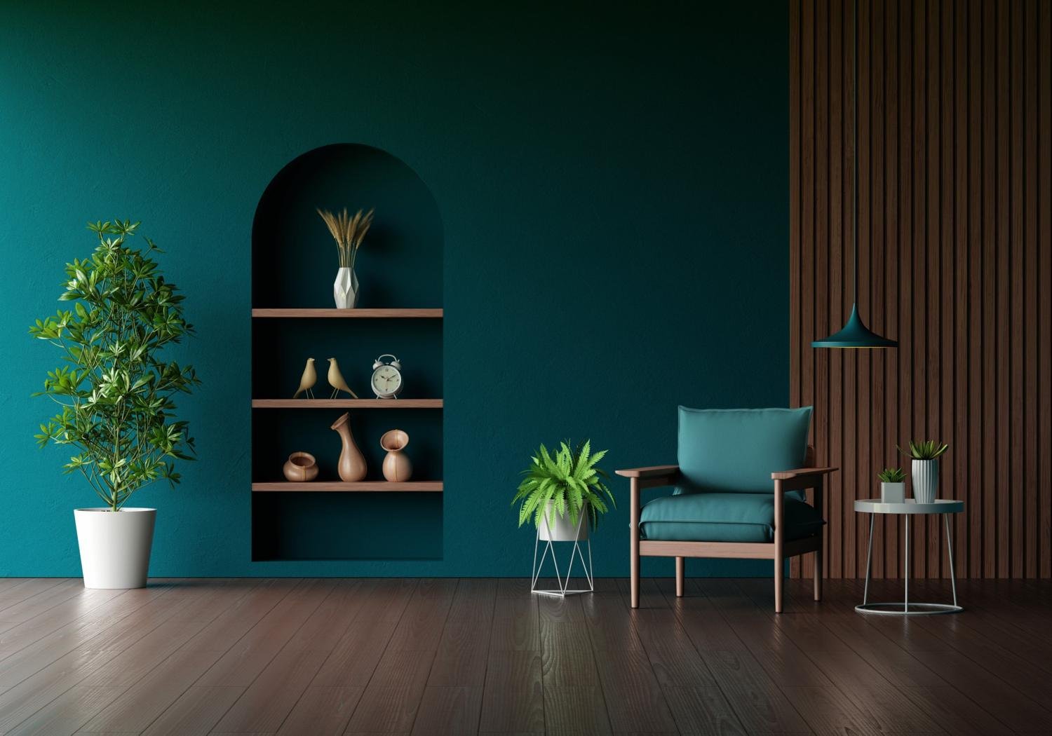 Teal snug with arched niche